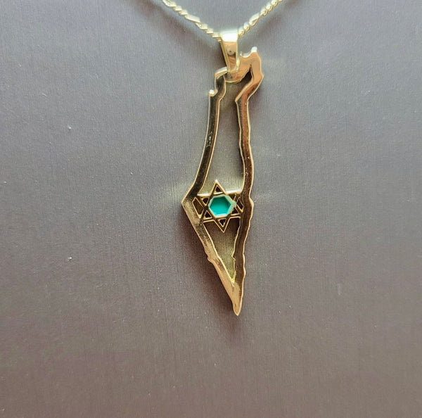 14K Solid-Yellow Gold Map of Israel / MOI1