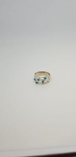 Silver Ring with Turquoise Stones / #R6