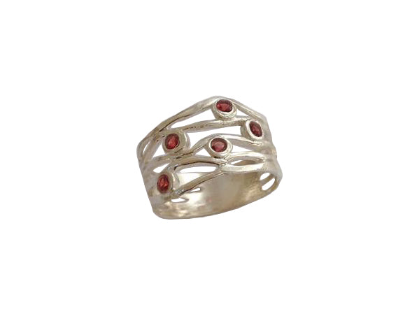 Silver Ring with Garnet Stones / #R4
