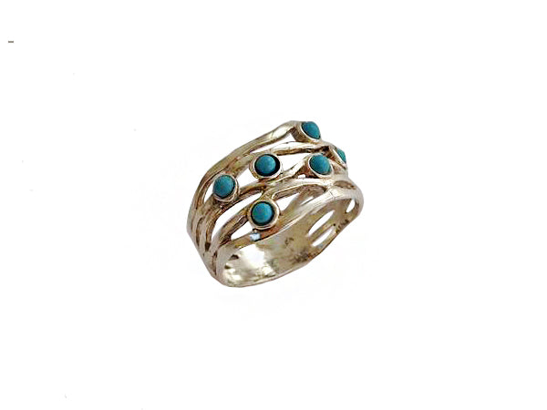 Silver Ring with Turquoise Stones / #R6