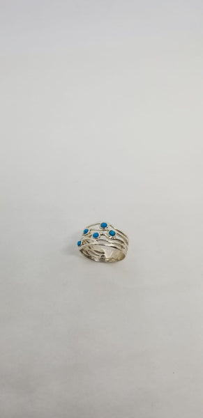 Silver Ring with Turquoise Stones / #R6