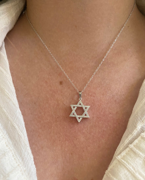 Star of David with White CZ Stones / #STR14