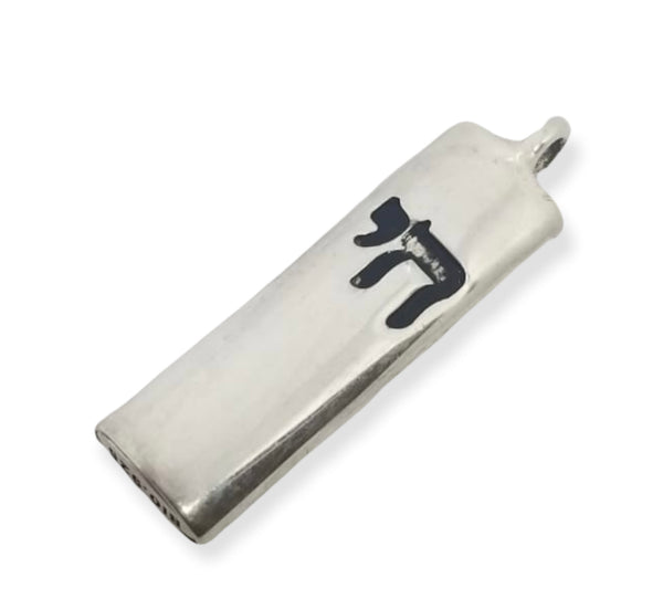 Chai Mezuzah Pendant (Black) #MPBL